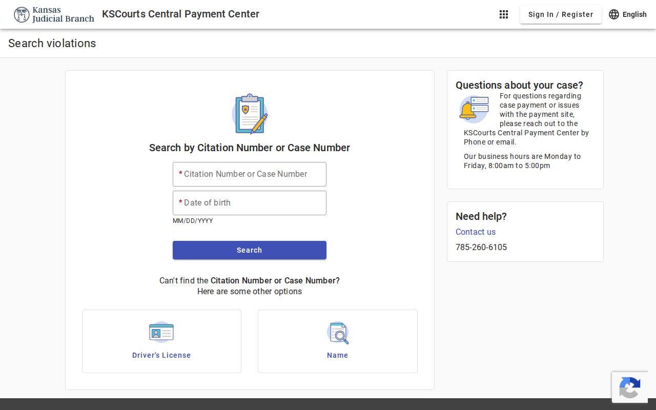 Court payment search controls for a Decatur County criminal balance