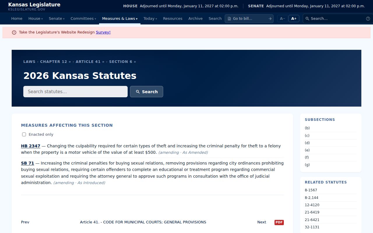 Kansas municipal docket content statute for Decatur County city cases