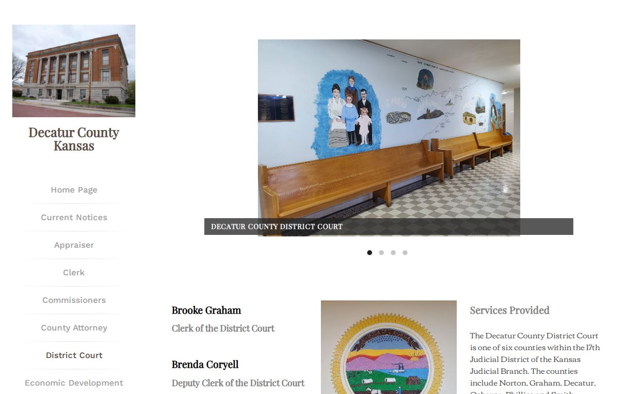Decatur County District Court contact page and third-floor courthouse route