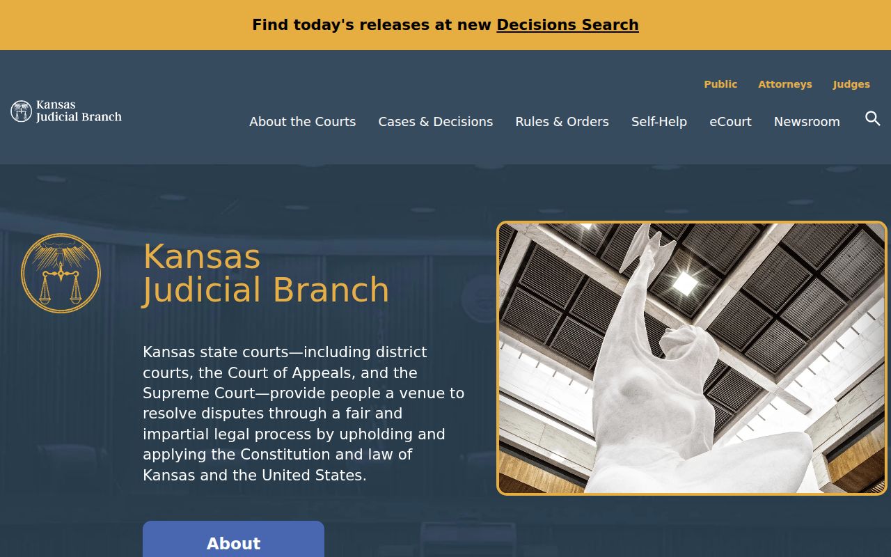 Kansas Judicial Branch home page for Decatur County court system routing